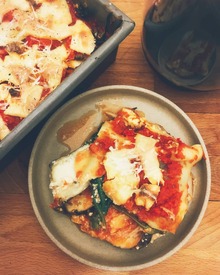Shungiku and Eggplant Lasagna