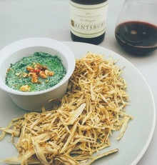 Burdock Chips with Spinach Dip
