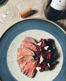 Roast Beef with Black Berry Beets Salad